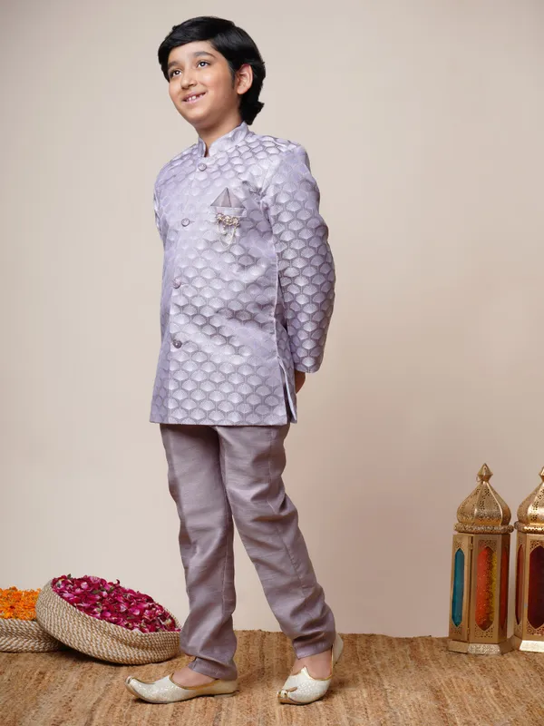 Lilac_Jacquard_Sherwani_And_Churidar_Set_Ethnic_Motifs_For_Boys