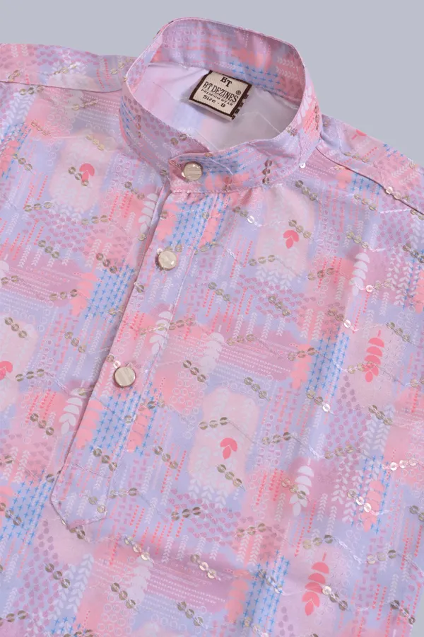 Pink_Rayon_Kurta_And_Pyjama_Set_Embellished_For_Boys