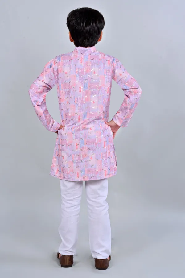 Pink_Rayon_Kurta_And_Pyjama_Set_Embellished_For_Boys