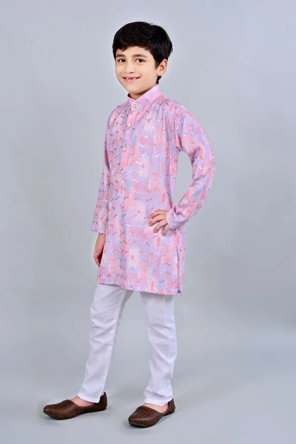 Pink_Rayon_Kurta_And_Pyjama_Set_Embellished_For_Boys
