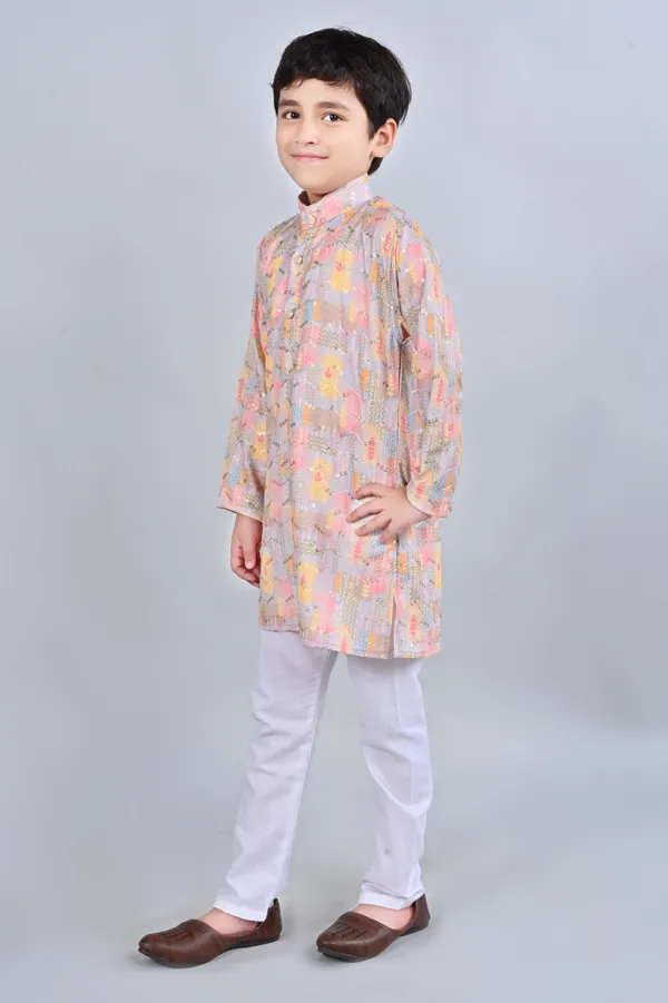 Multicolor_Rayon_Kurta_And_Pyjama_Set_Embellished_For_Boys