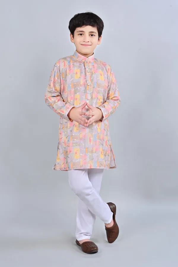 Multicolor_Rayon_Kurta_And_Pyjama_Set_Embellished_For_Boys