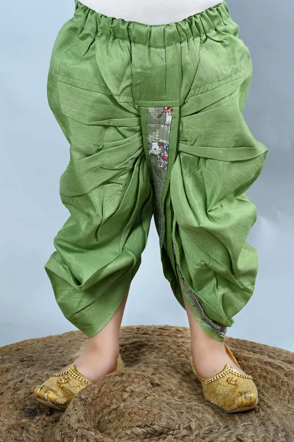 Green_Cotton_Silk_Dhoti_&_Kurta_Set_Printed_For_Boys
