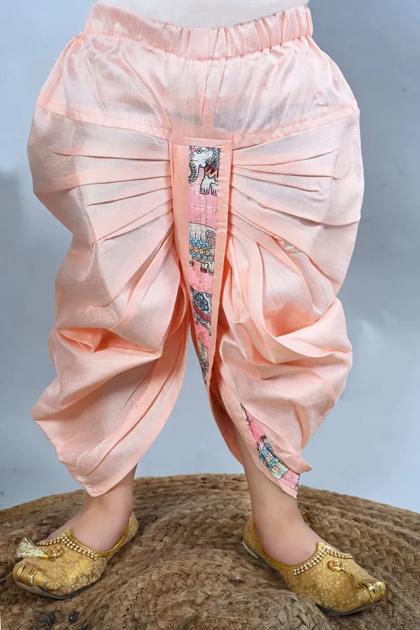 Baby_Pink_Cotton_Silk_Dhoti_&_Kurta_Set_Printed_For_Boys