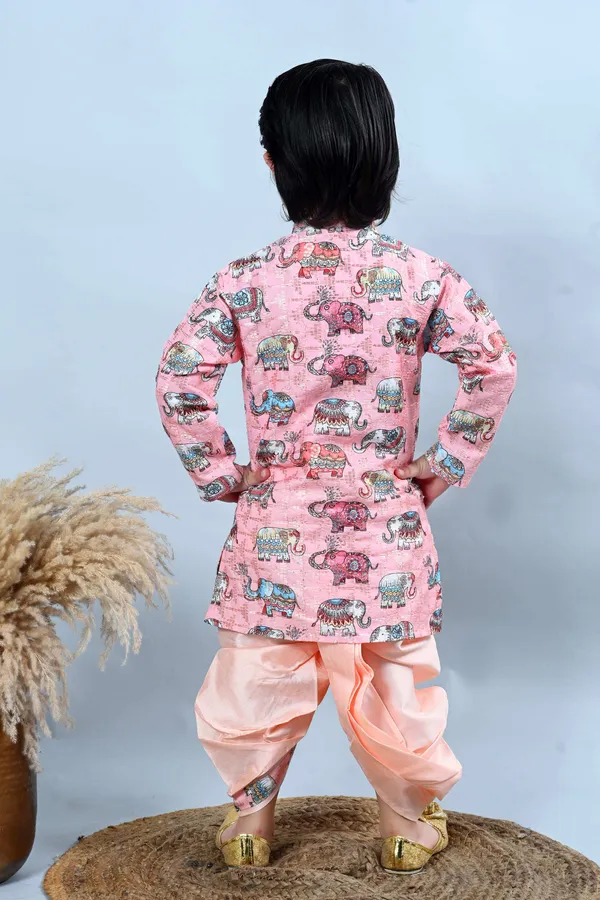 Baby_Pink_Cotton_Silk_Dhoti_&_Kurta_Set_Printed_For_Boys