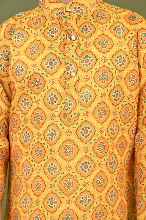 Mustard_Cotton_Blend_Kurta_And_Pyjama_Set_Printed_For_Boys