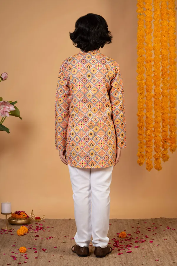 Mustard_Cotton_Blend_Kurta_And_Pyjama_Set_Printed_For_Boys