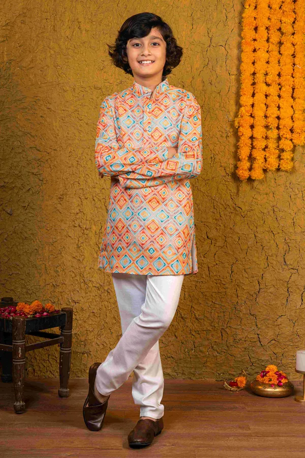 Multicolor_Cotton_Blend_Kurta_And_Pyjama_Set_Printed_For_Boys