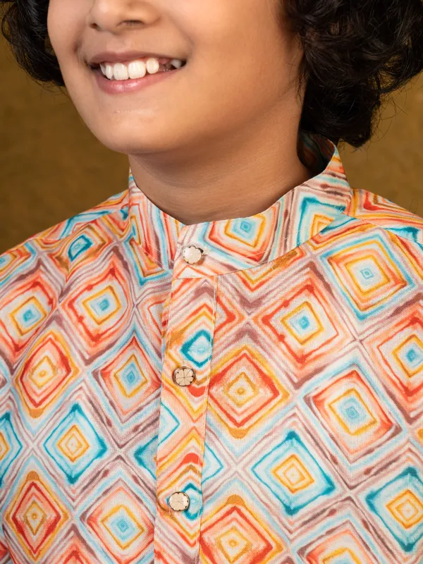 Multicolor_Cotton_Blend_Kurta_And_Pyjama_Set_Printed_For_Boys