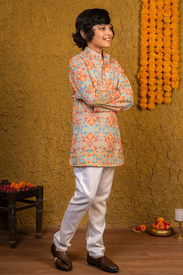 Multicolor_Cotton_Blend_Kurta_And_Pyjama_Set_Printed_For_Boys
