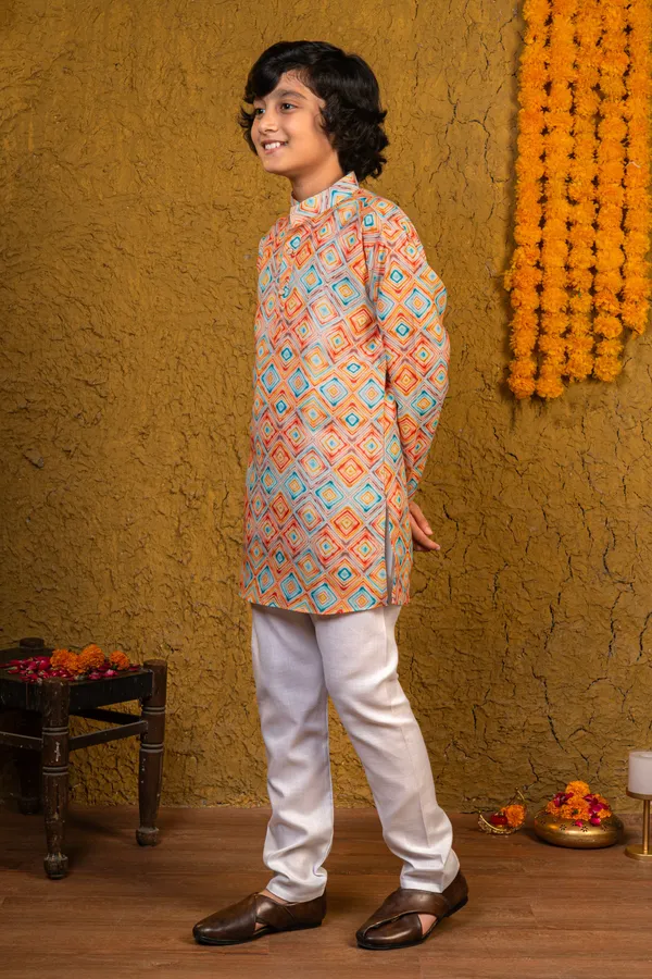 Multicolor_Cotton_Blend_Kurta_And_Pyjama_Set_Printed_For_Boys