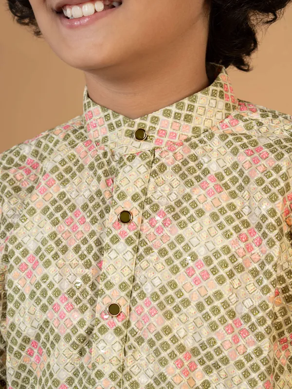 Light_Green_Cotton_Blend_Kurta_And_Pyjama_Set_Printed_For_Boys