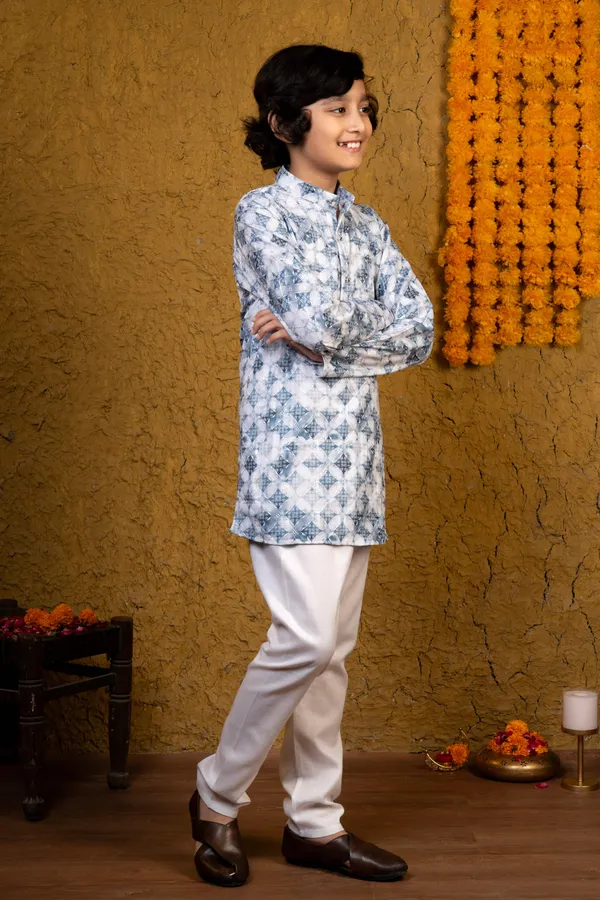 Blue_Rayon_Kurta_And_Pyjama_Set_Printed_For_Boys