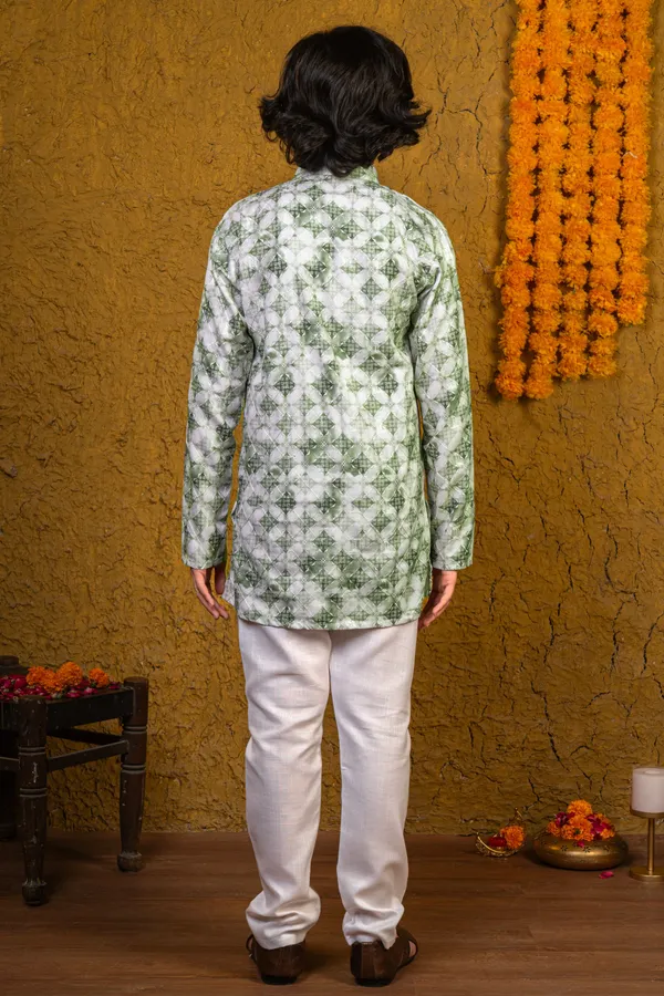 Green_Rayon_Kurta_And_Pyjama_Set_Printed_For_Boys