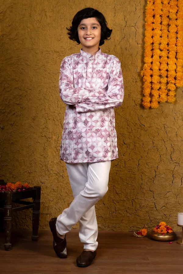 Lilac_Rayon_Kurta_And_Pyjama_Set_Printed_For_Boys
