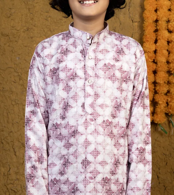 Lilac_Rayon_Kurta_And_Pyjama_Set_Printed_For_Boys