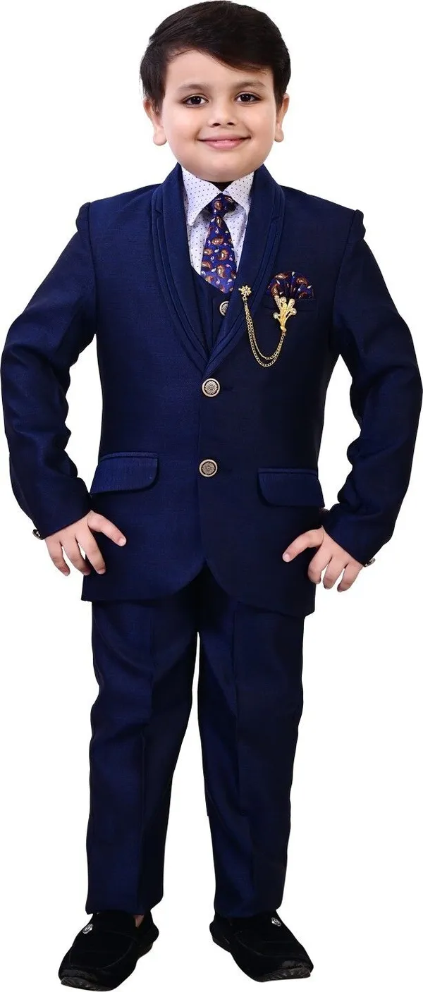 Dark_Blue_Polyester_5_Piece_Coat_Suit_Set:_Shirt_Pants_Blazer_Waistcoat_&_Tie_For_Kids_&_Boys_Solid_For_Boys