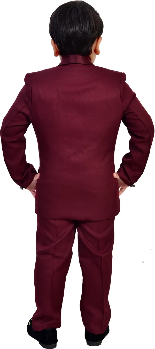 Maroon_Polyester_5_Piece_Coat_Pant_Suit_Set_Solid_For_Boys