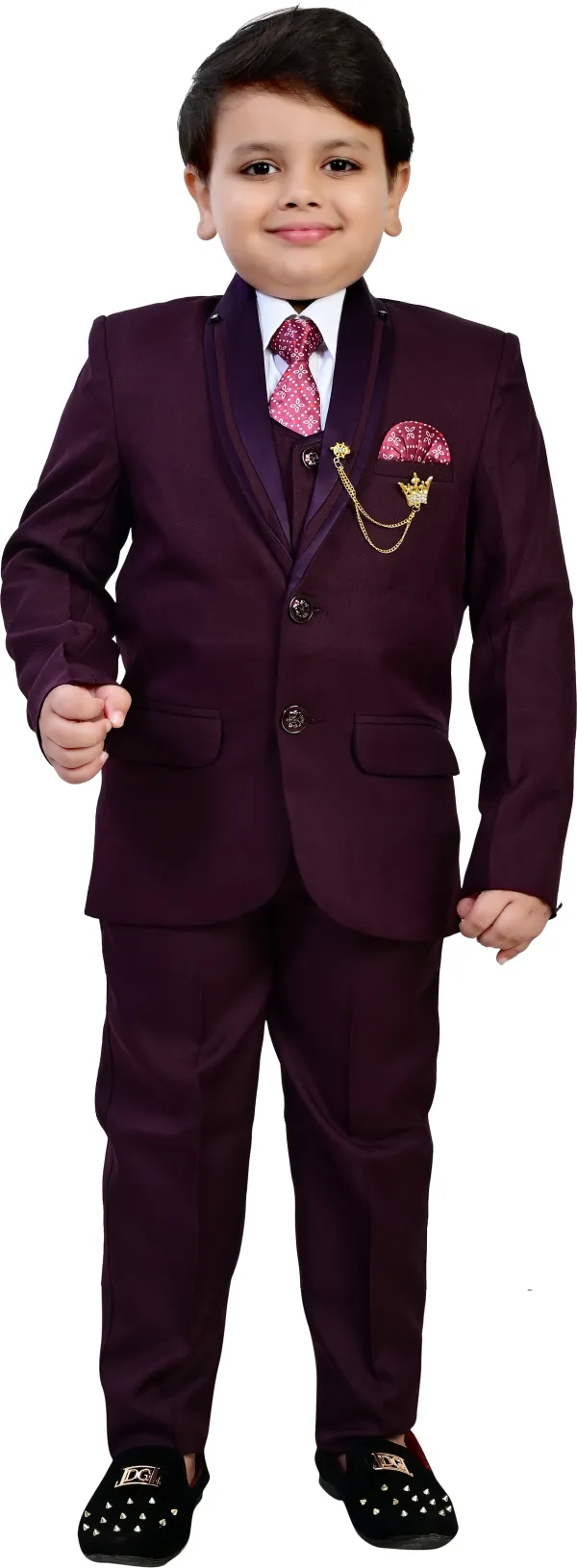 Brown_Polyester_5_Piece_Coat_Pant_Suit_Set_Solid_For_Boys