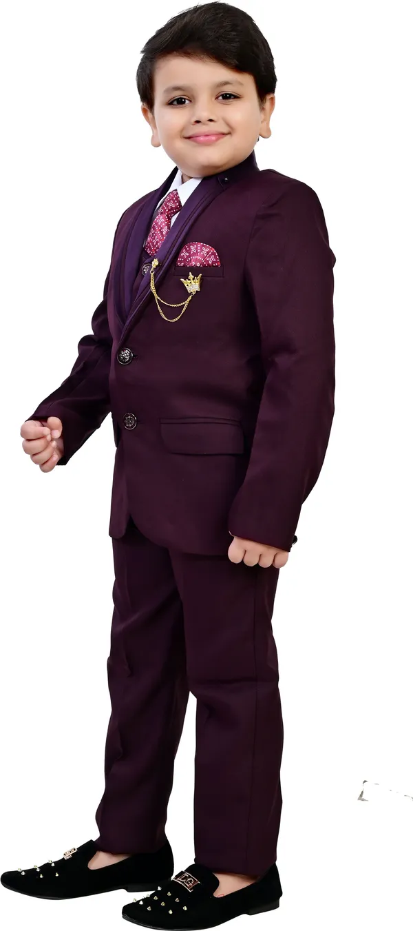 Brown_Polyester_5_Piece_Coat_Pant_Suit_Set_Solid_For_Boys