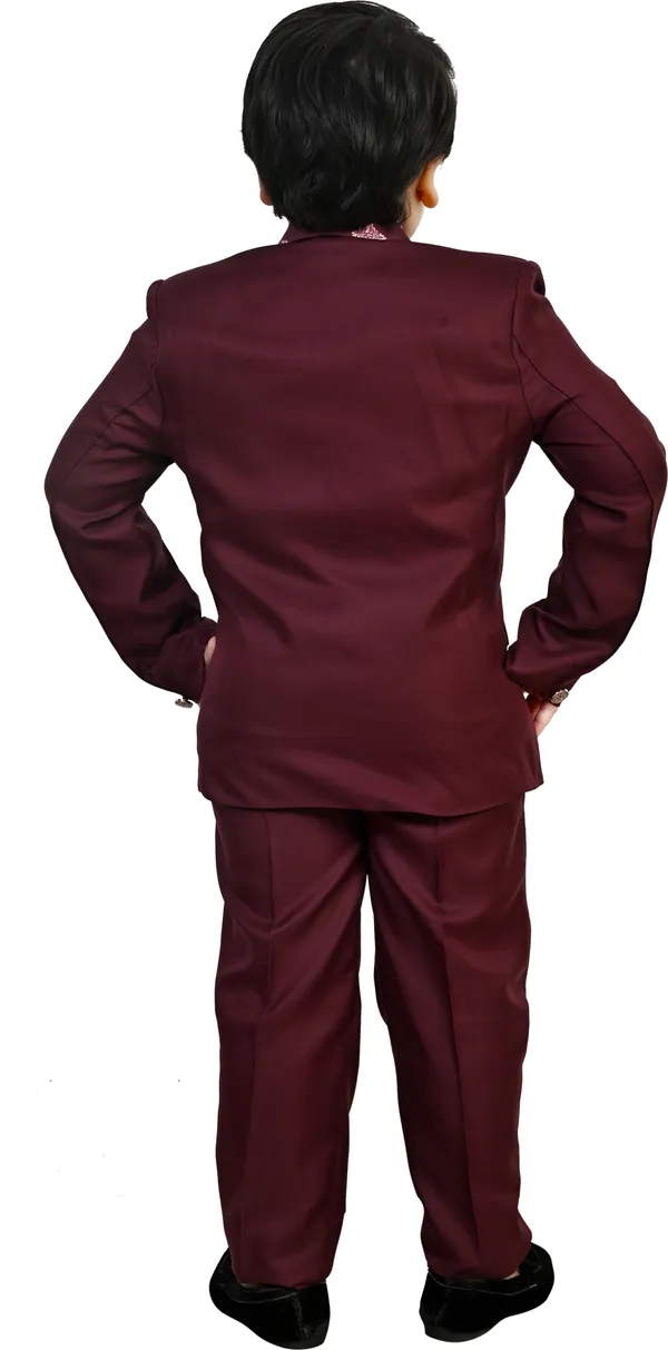 Maroon_Cotton_Blend_5_Piece_Coat_Pant_Suit_Set_For_Boys_Self_Design_For_Boys