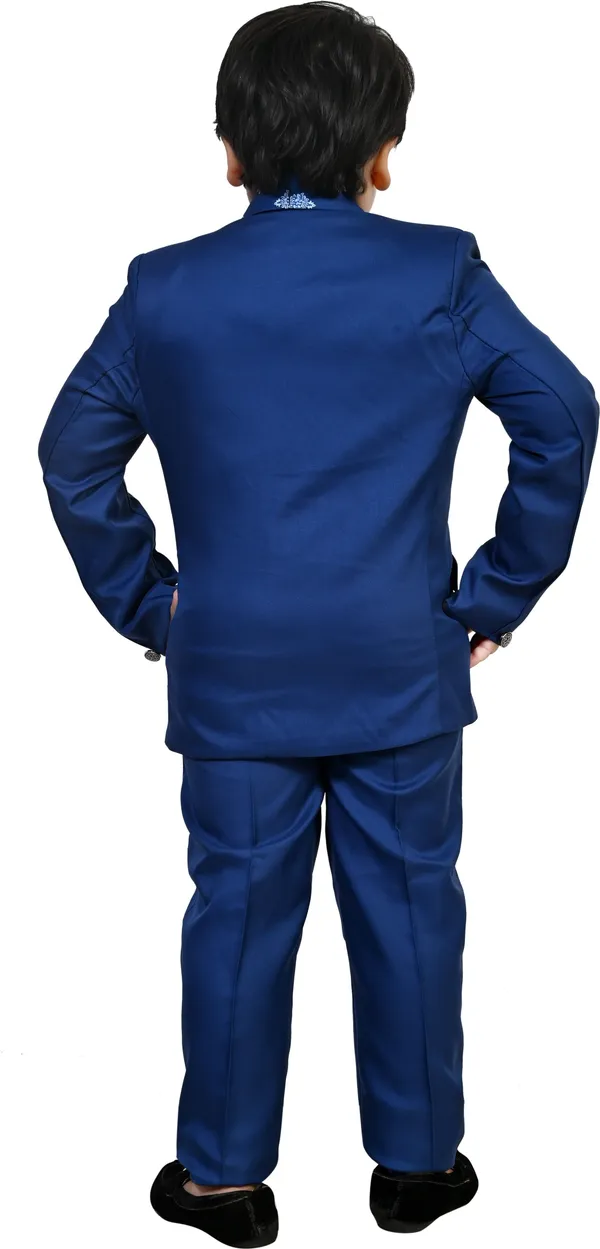 Blue_Cotton_Blend_5_Piece_Coat_Pant_Suit_Set_For_Boys_Self_Design_|Solid_For_Boys