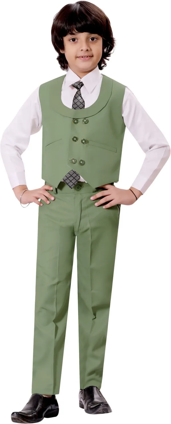 Light_Green_Cotton_Blend_5_Piece_Coat_Suit_Set_With_Shirt,_Pant,_Waistcoat_&_Tie_For_Boys_Solid_For_Boys