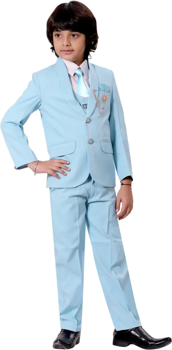 Light_Blue_Cotton_Blend_5_Piece_Coat_Suit_Set_With_Shirt,_Pant,_Waistcoat_&_Tie_For_Boys_Solid_For_Boys