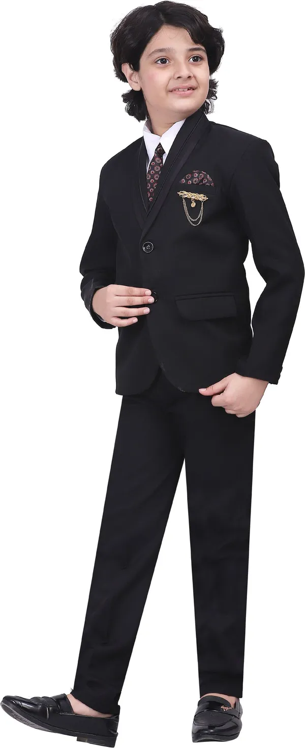 Black_Polyester_Blend_Coat_Pant_Suit_Set_Solid_For_Boys