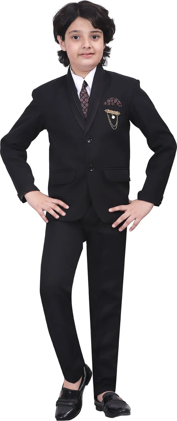 Black_Polyester_Blend_Coat_Pant_Suit_Set_Solid_For_Boys