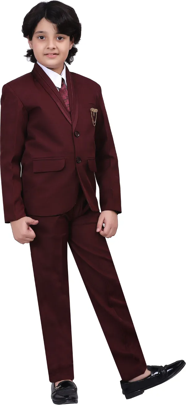 Maroon_Polyester_Blend_Coat_Pant_Suit_Set_Solid_For_Boys