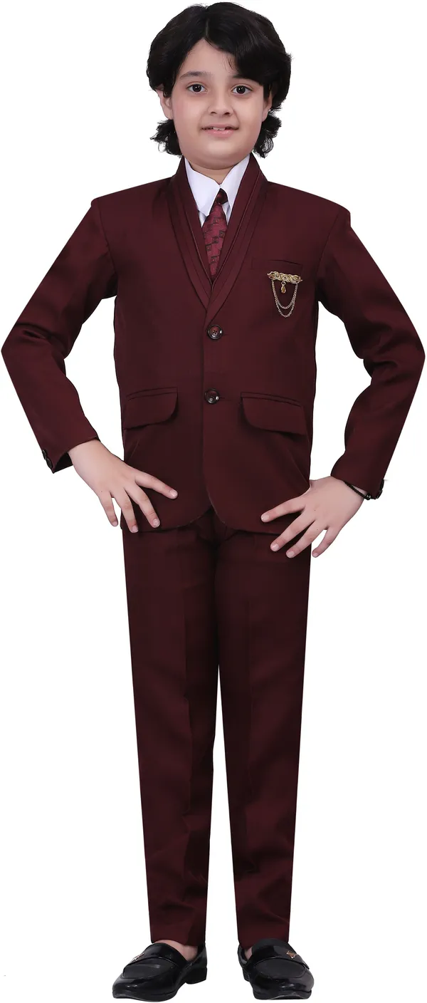 Maroon_Polyester_Blend_Coat_Pant_Suit_Set_Solid_For_Boys