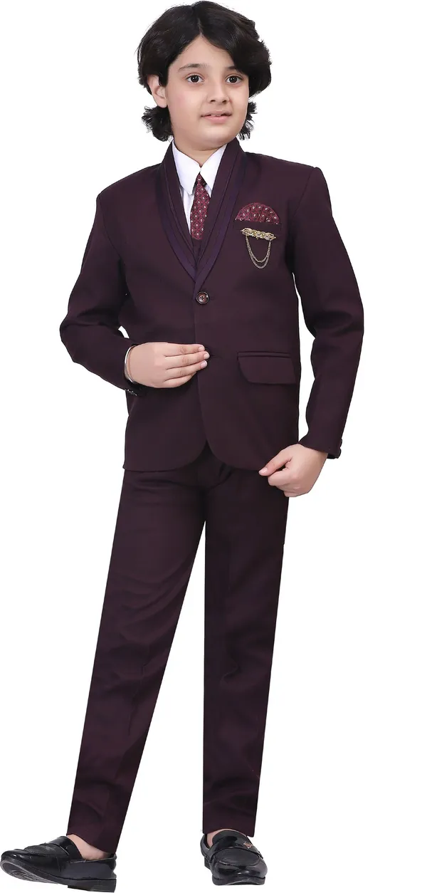 Brown_Polyester_Blend_Coat_Pant_Suit_Set_Solid_For_Boys