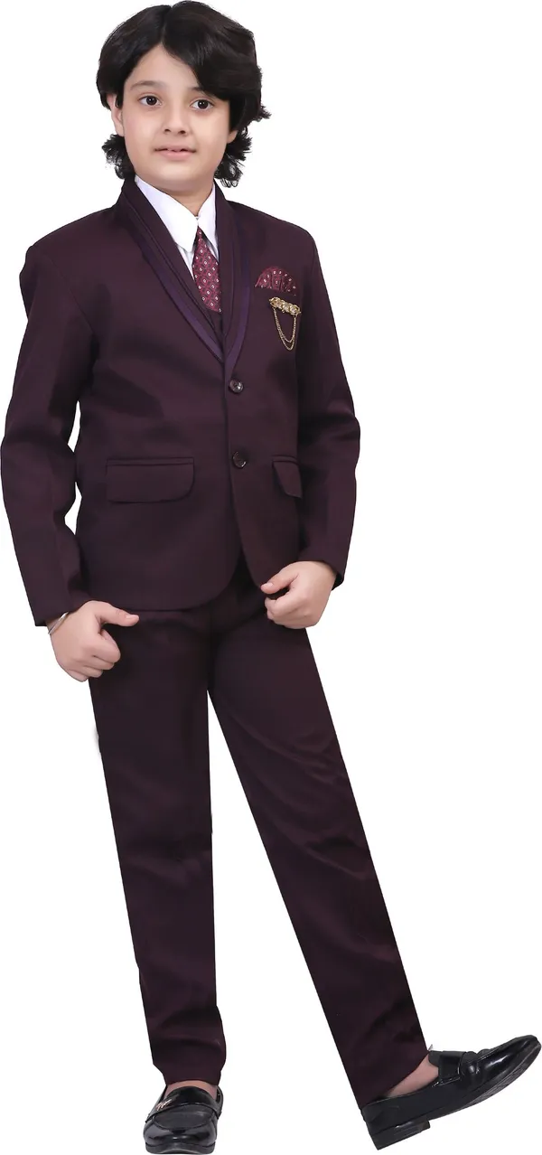 Brown_Polyester_Blend_Coat_Pant_Suit_Set_Solid_For_Boys