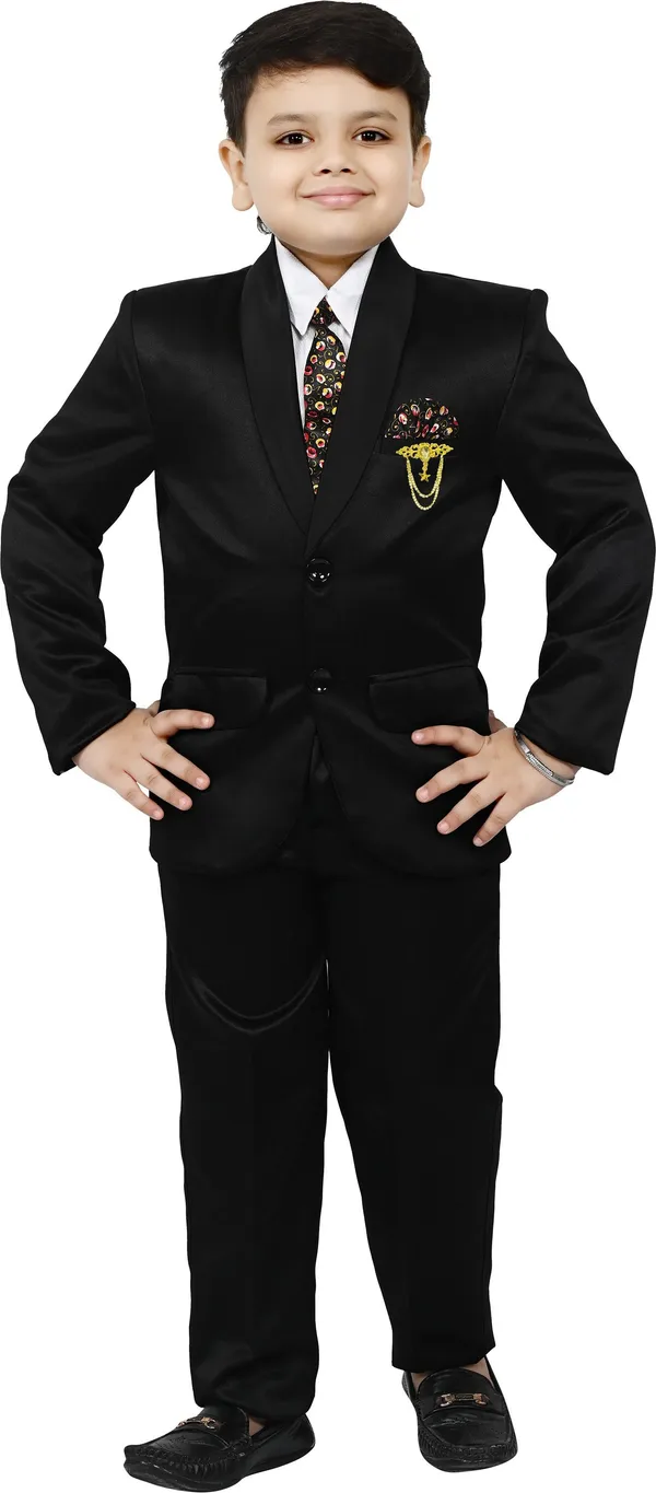 Black_Silk_Blend_Bt_Dezines_Coat_Pant_Suit_Set:_Shirt,_Pants,_Coat,_And_Tie_For_Kids_Solid_For_Boys