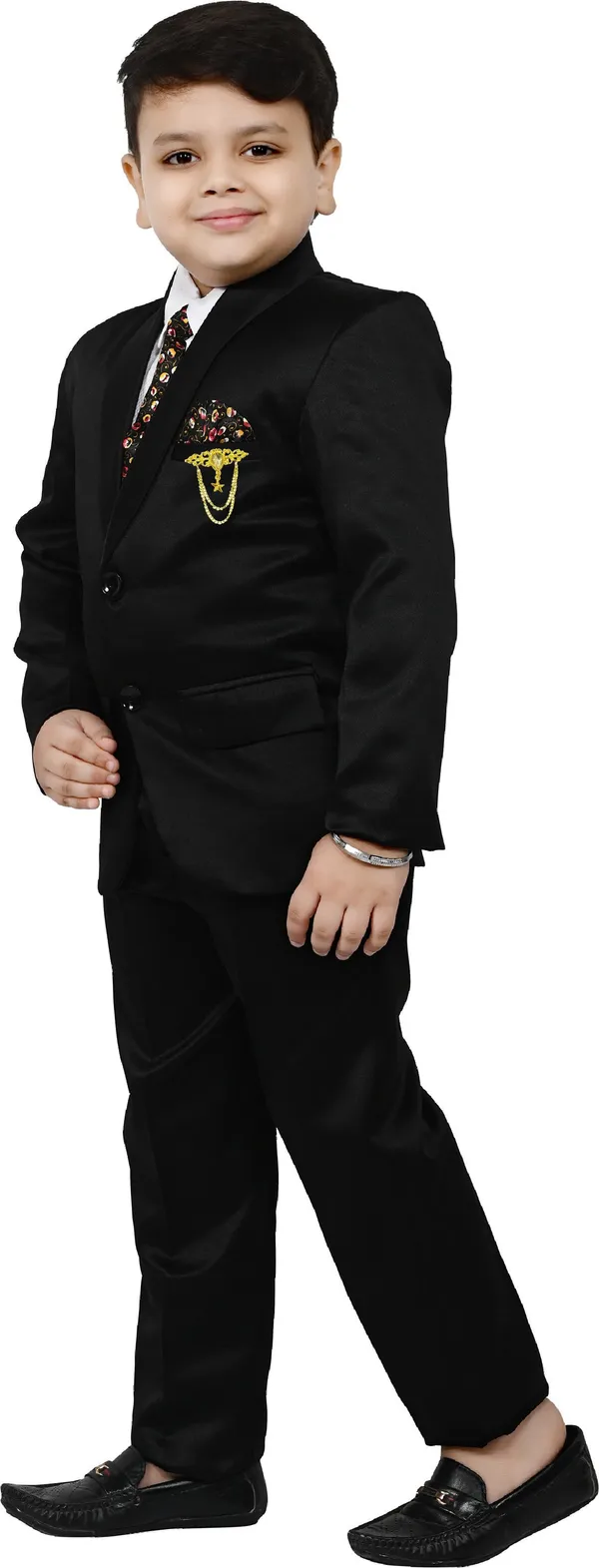 Black_Silk_Blend_Bt_Dezines_Coat_Pant_Suit_Set:_Shirt,_Pants,_Coat,_And_Tie_For_Kids_Solid_For_Boys