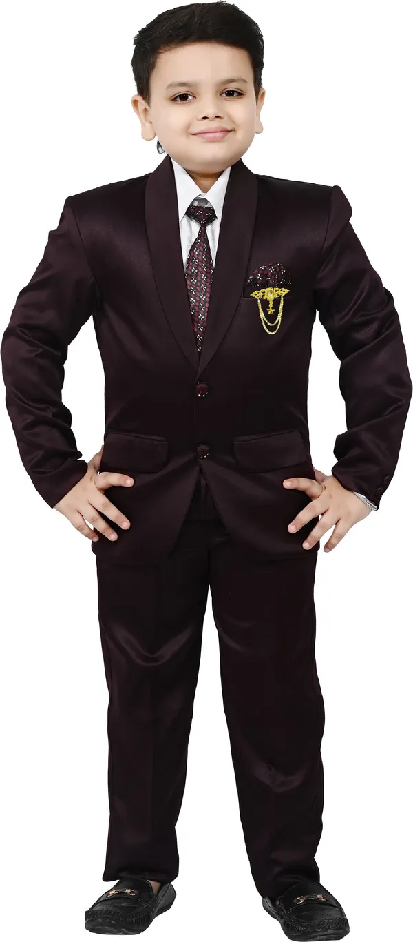Brown_Silk_Blend_Bt_Dezines_Coat_Pant_Suit_Set:_Shirt,_Pants,_Coat,_And_Tie_For_Kids_Solid_For_Boys