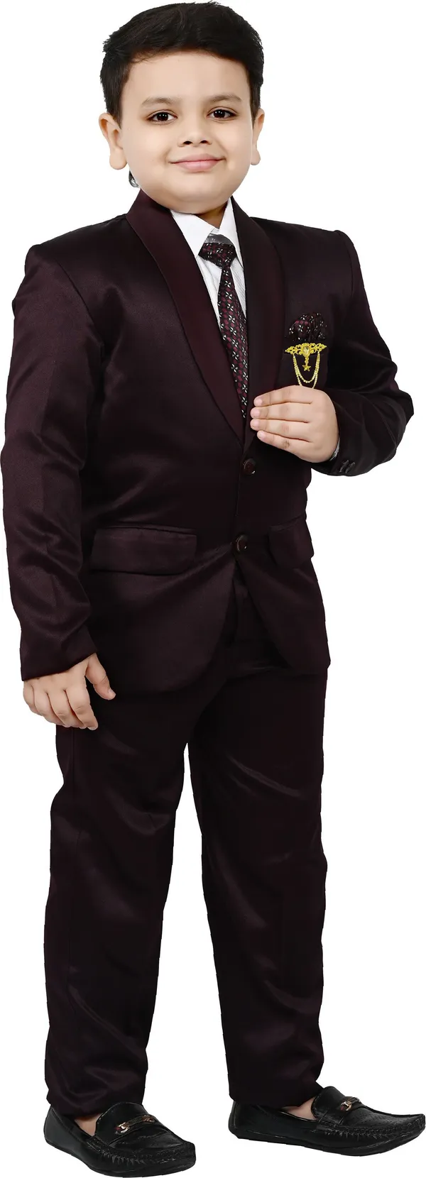 Brown_Silk_Blend_Bt_Dezines_Coat_Pant_Suit_Set:_Shirt,_Pants,_Coat,_And_Tie_For_Kids_Solid_For_Boys