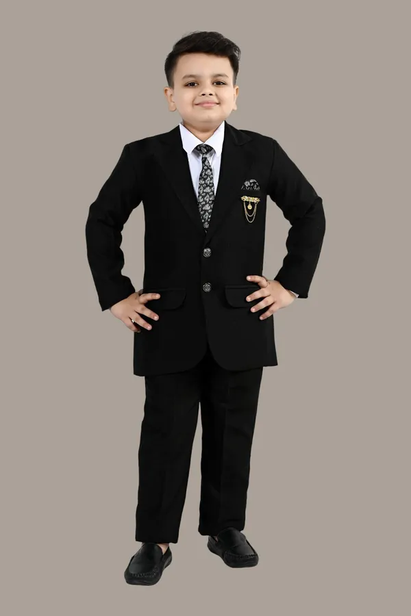Black_Cotton_Blend_4-Piece_Coat_Pant_Suit_Set_Solid_For_Boys