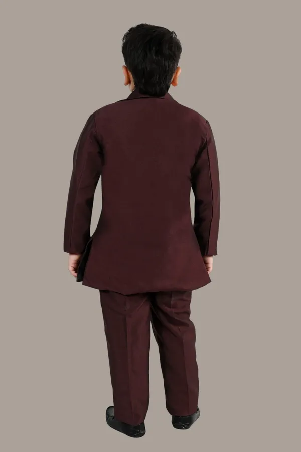 Maroon_Cotton_Blend_4-Piece_Coat_Pant_Suit_Set_Solid_For_Boys