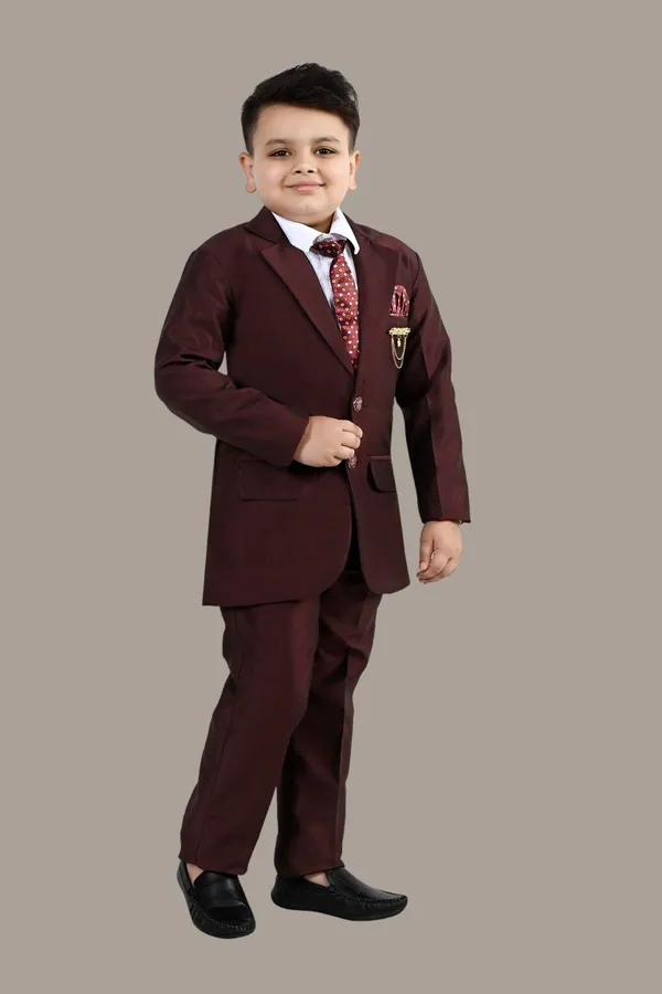 Maroon_Cotton_Blend_4-Piece_Coat_Pant_Suit_Set_Solid_For_Boys