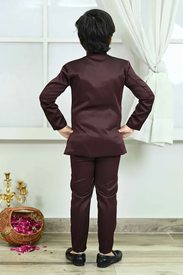 Maroon_Satin_Jodhpuri_Satin_Suit_Set_Solid_For_Boys