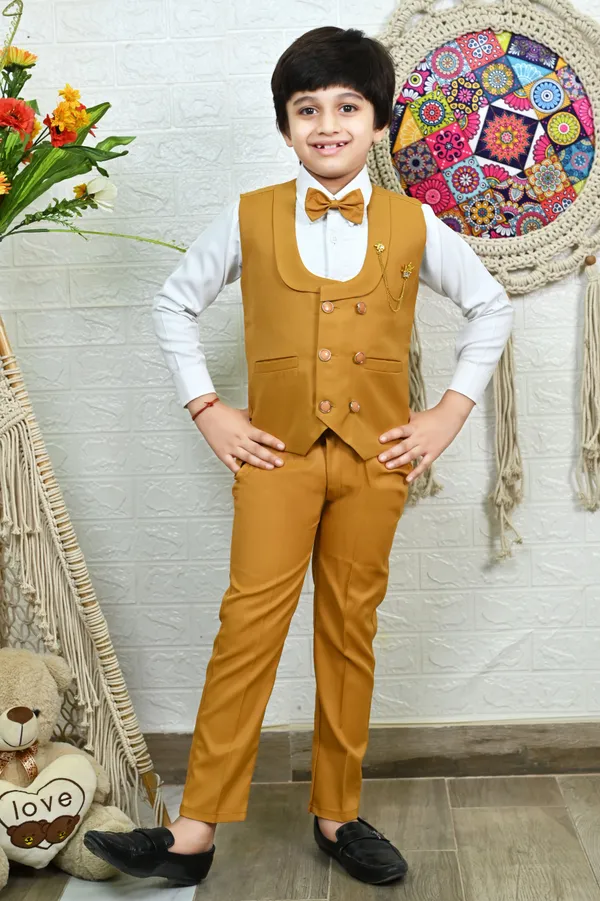 Brown_Cotton_Blend_Piece_Suit_Set:_Shirt,_Pants,_And_Waistcoat_Solid_For_Boys