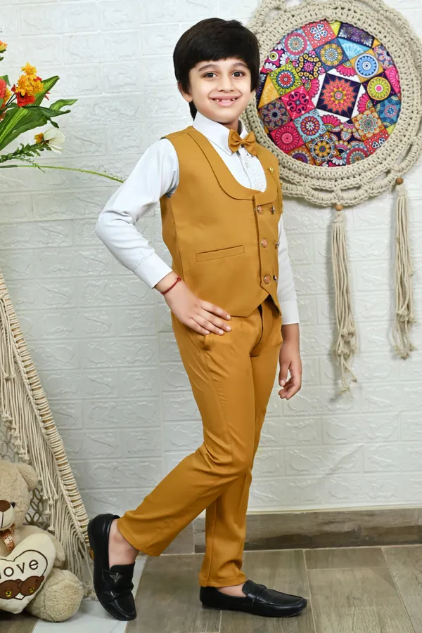Brown_Cotton_Blend_Piece_Suit_Set:_Shirt,_Pants,_And_Waistcoat_Solid_For_Boys