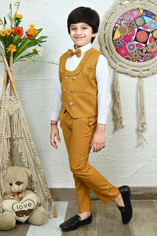 Brown_Cotton_Blend_Piece_Suit_Set:_Shirt,_Pants,_And_Waistcoat_Solid_For_Boys