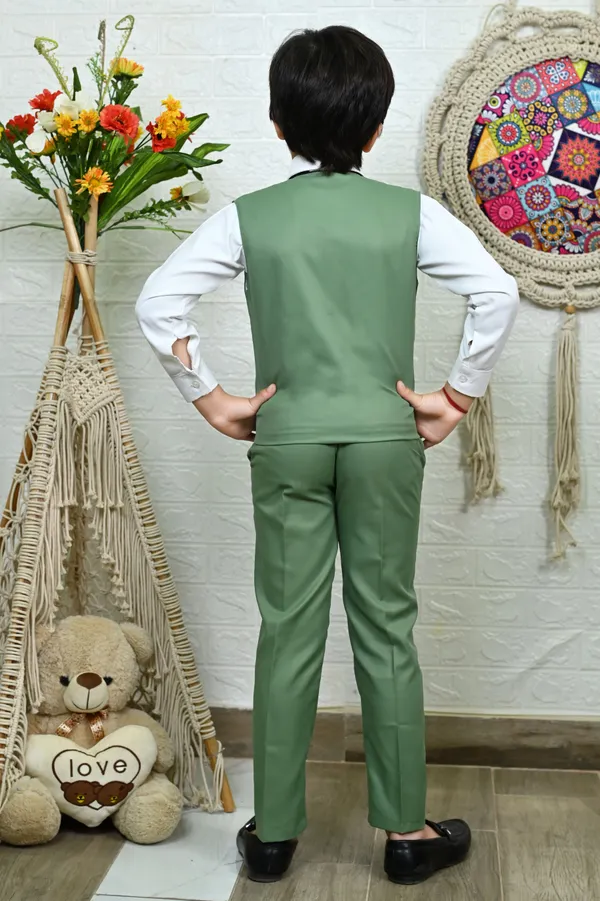 Green_Cotton_Blend_Piece_Suit_Set:_Shirt,_Pants,_And_Waistcoat_Solid_For_Boys