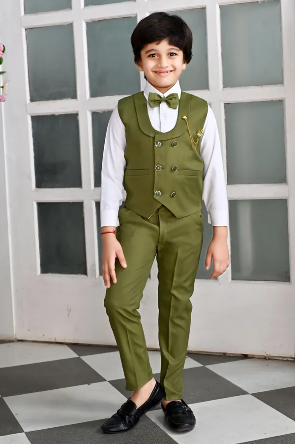 Dark_Green_Cotton_Blend_Piece_Suit_Set:_Shirt,_Pants,_And_Waistcoat_Solid_For_Boys