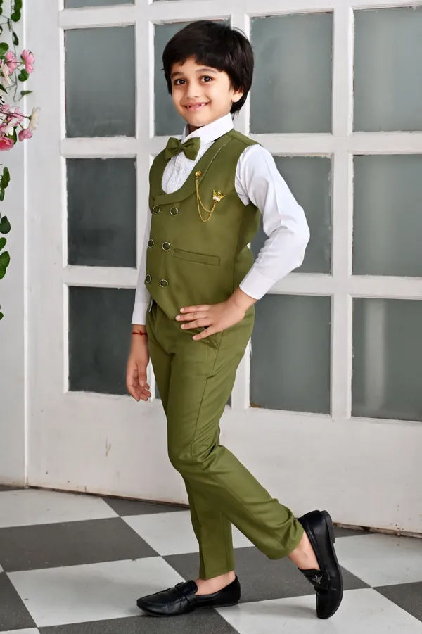Dark_Green_Cotton_Blend_Piece_Suit_Set:_Shirt,_Pants,_And_Waistcoat_Solid_For_Boys