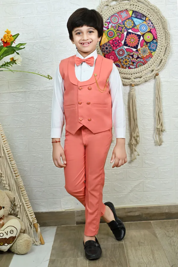 Pink_Cotton_Blend_Piece_Suit_Set:_Shirt,_Pants,_And_Waistcoat_Solid_For_Boys