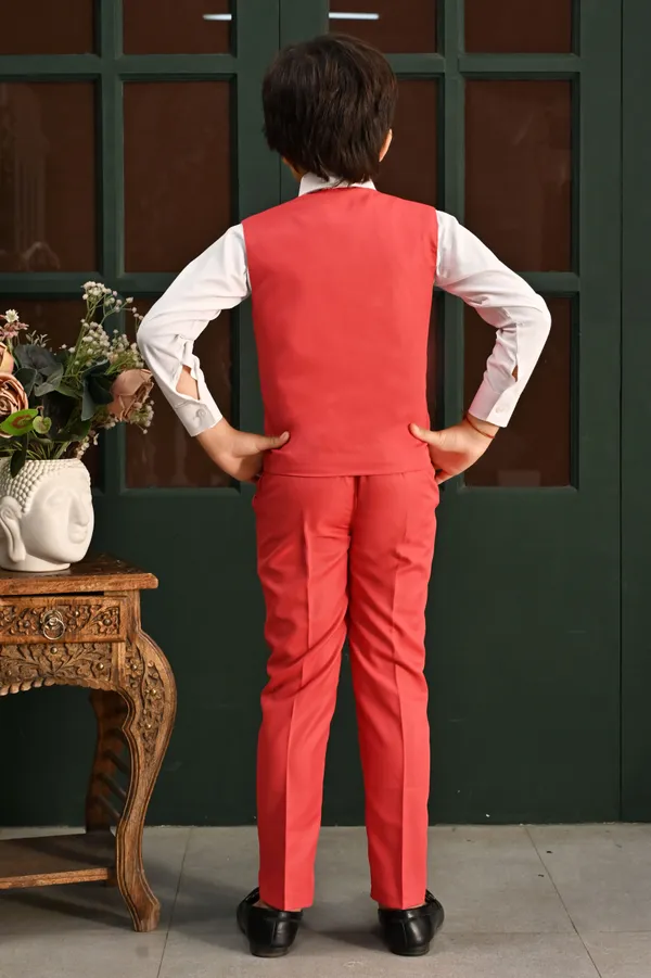 Red_Cotton_Blend_Piece_Suit_Set:_Shirt,_Pants,_And_Waistcoat_Solid_For_Boys